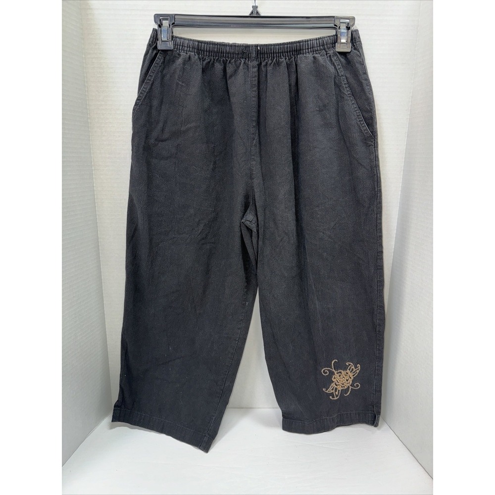 Jane Ashley Pants Women's Size Large Black Capri Pants